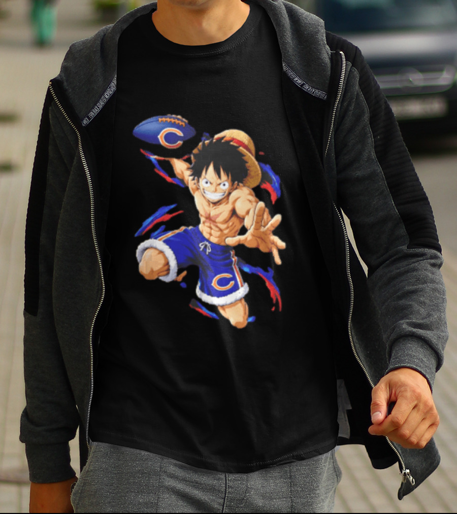 Chicago Bears Straw Hat Pirate Football Anime Crossover Adventures T-Shirt