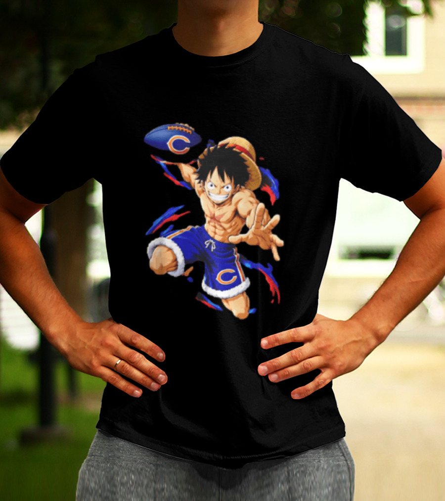 Chicago Bears Straw Hat Pirate Football Anime Crossover Adventures T-Shirt