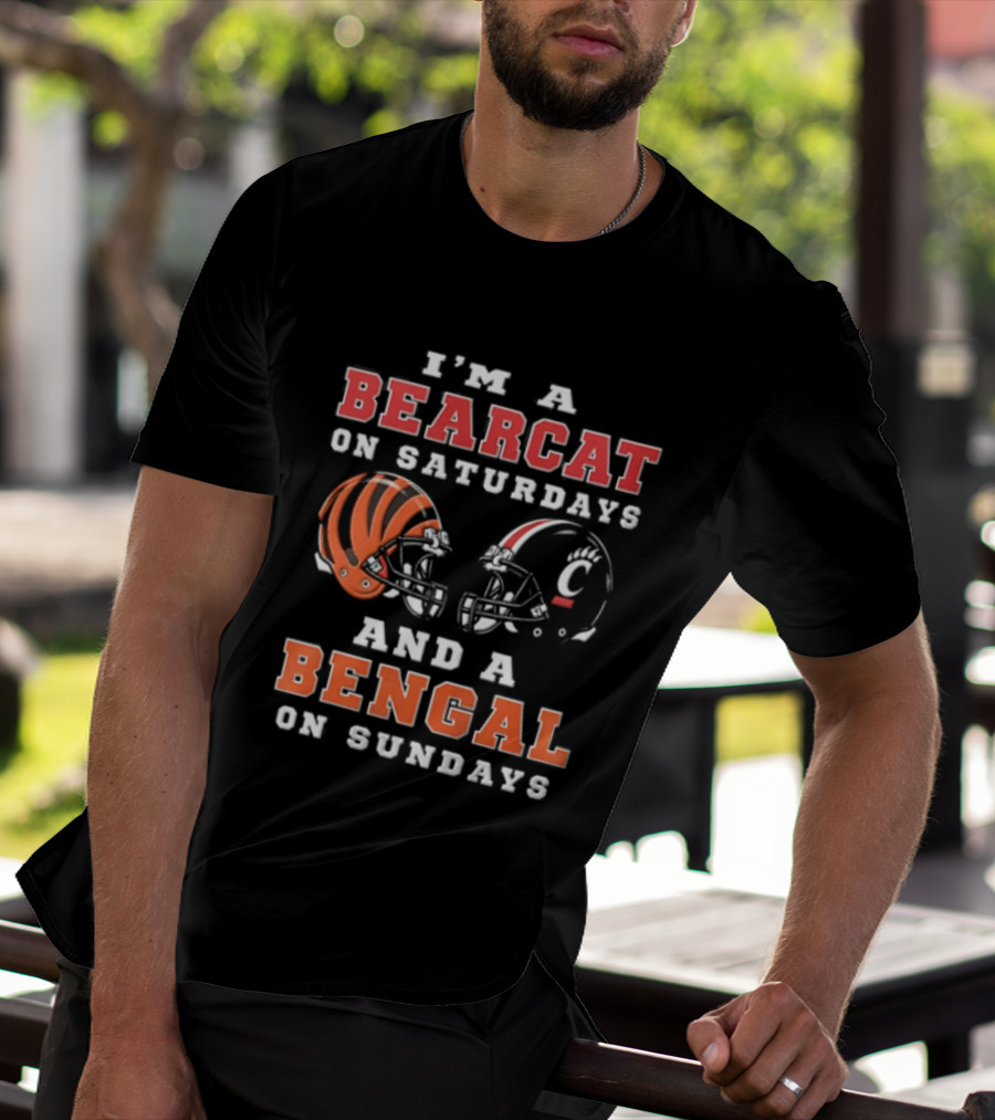 I'm A Bearcat On Saturdays And A Bengal On Sundays Football Helmet T-Shirt