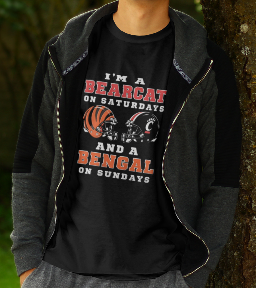 I'm A Bearcat On Saturdays And A Bengal On Sundays Football Helmet T-Shirt