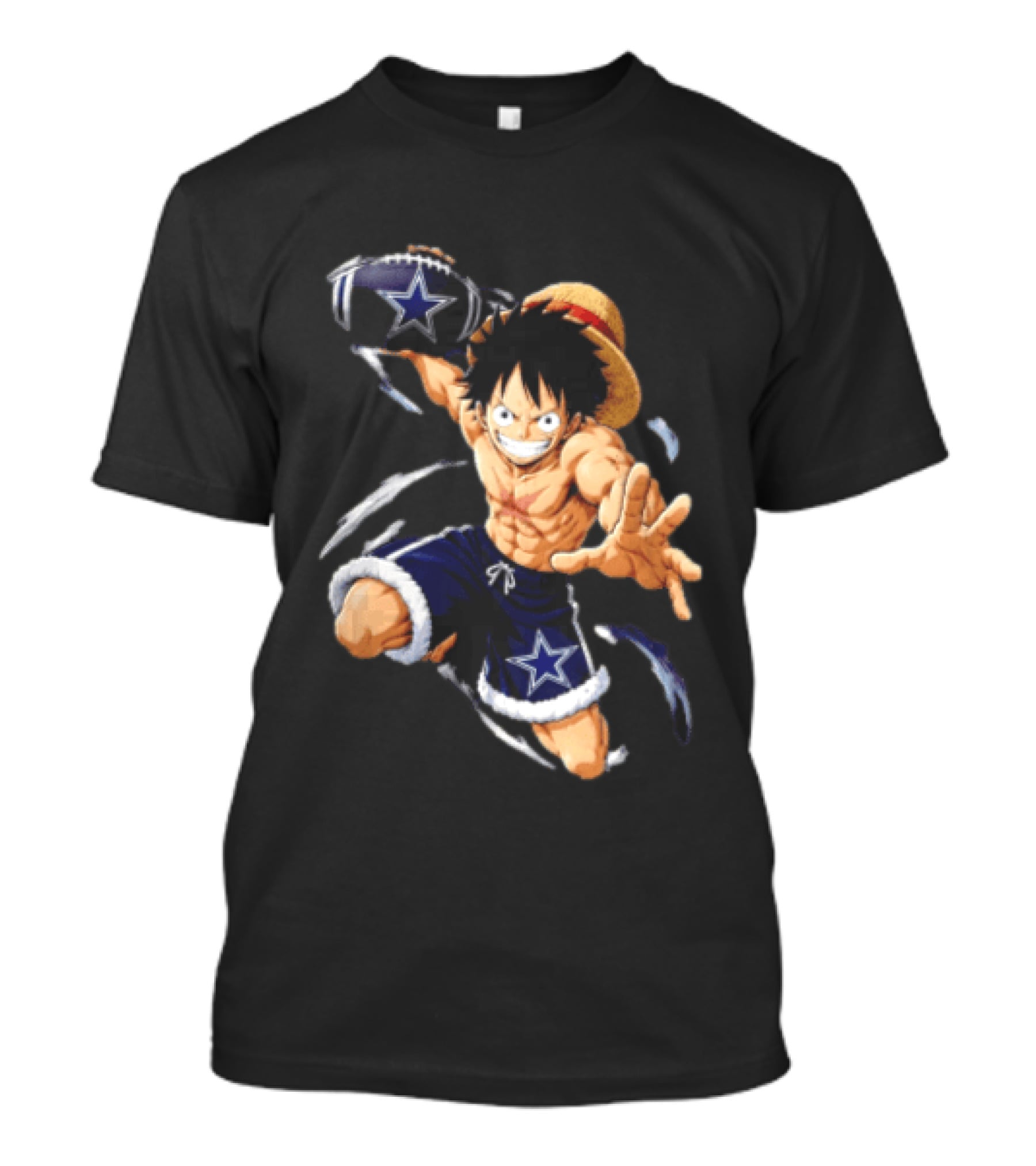 Dallas Cowboys Anime Luffy With Football Iconic Action T-Shirt