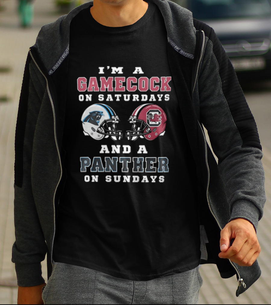 I'm A Gamecock On Saturdays And A Panther On Sundays Football Helmet T-Shirt