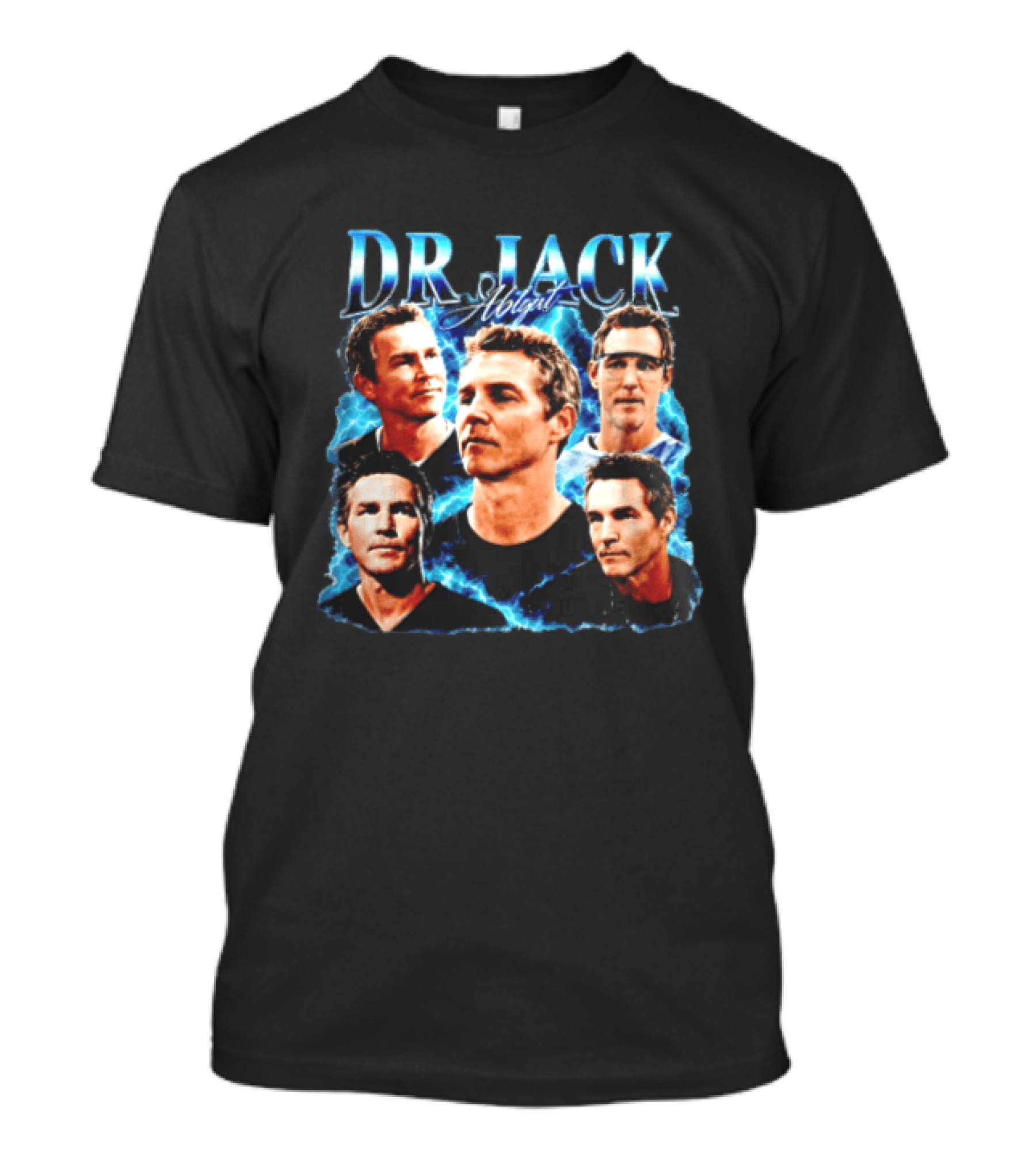 Dr Jack Abigail Bootleg Lightning Doctor Portraits Black T-Shirt