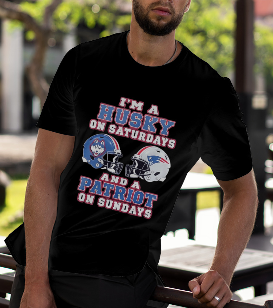 I'm A Husky On Saturdays And A Patriot On Sundays Football Helmets T-Shirt