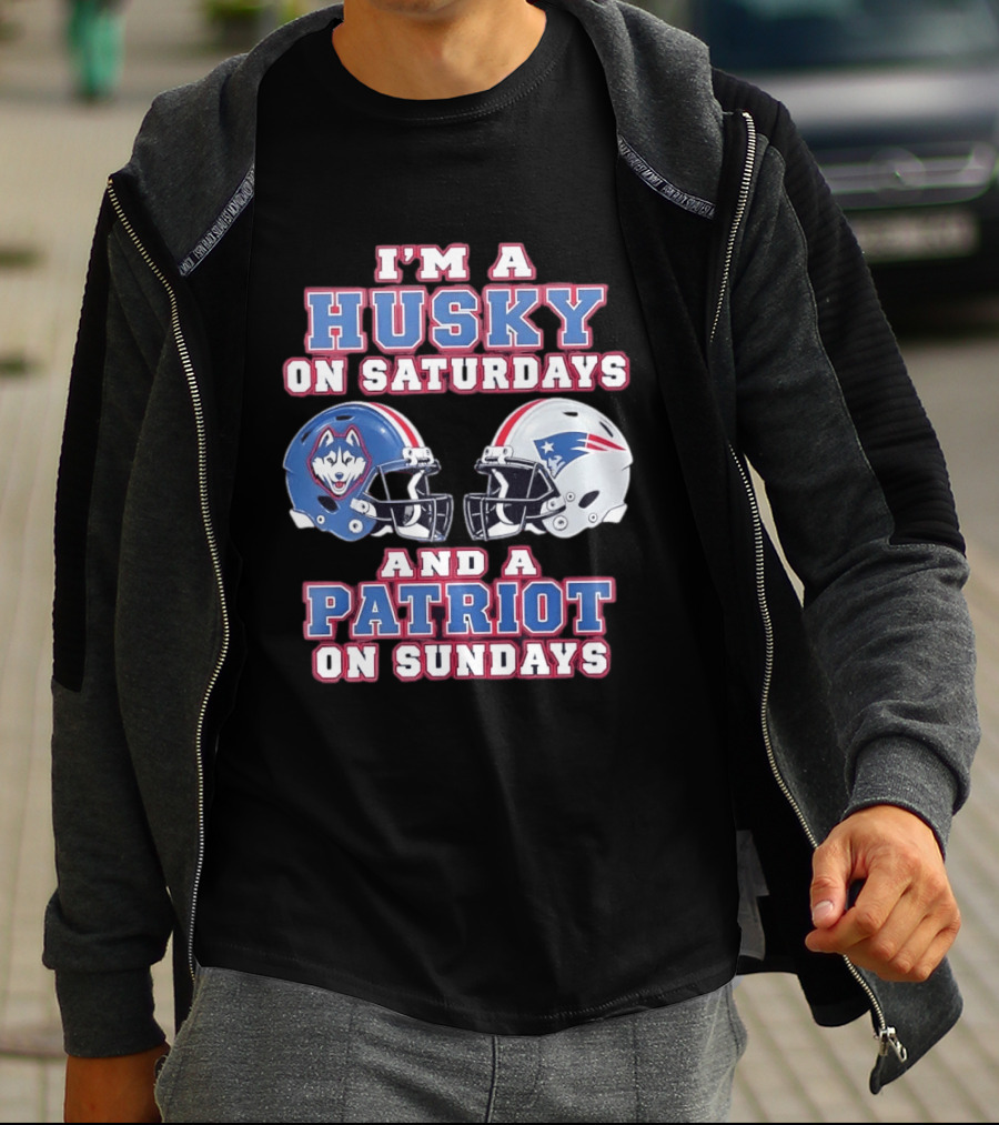 I'm A Husky On Saturdays And A Patriot On Sundays Football Helmets T-Shirt