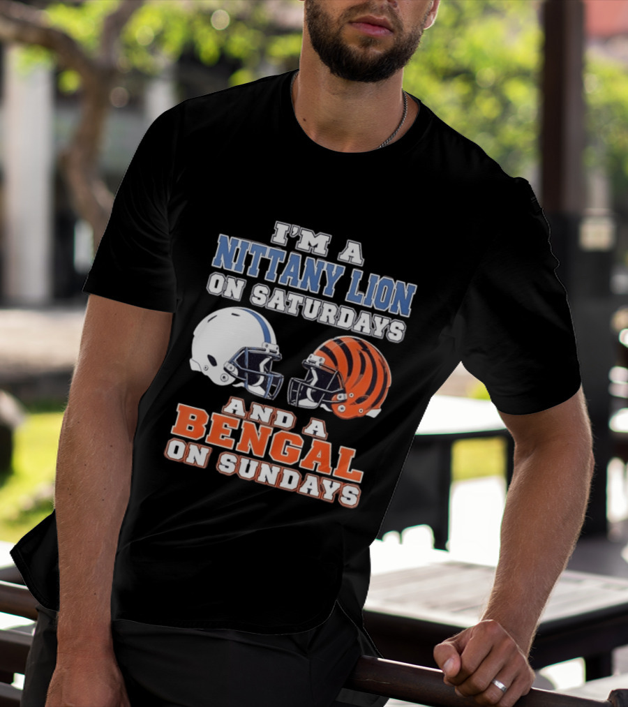 Nittany Lion On Saturdays Bengal On Sundays Football Fan Helmets T-Shirt