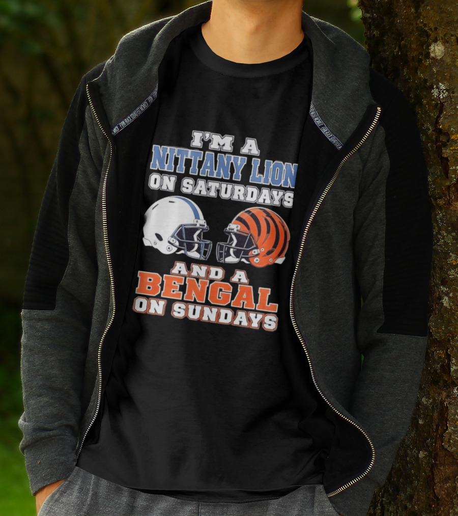Nittany Lion On Saturdays Bengal On Sundays Football Fan Helmets T-Shirt