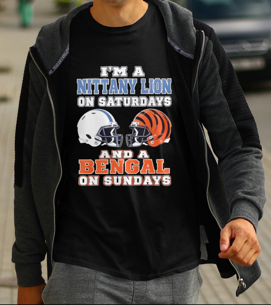Nittany Lion On Saturdays Bengal On Sundays Football Fan Helmets T-Shirt