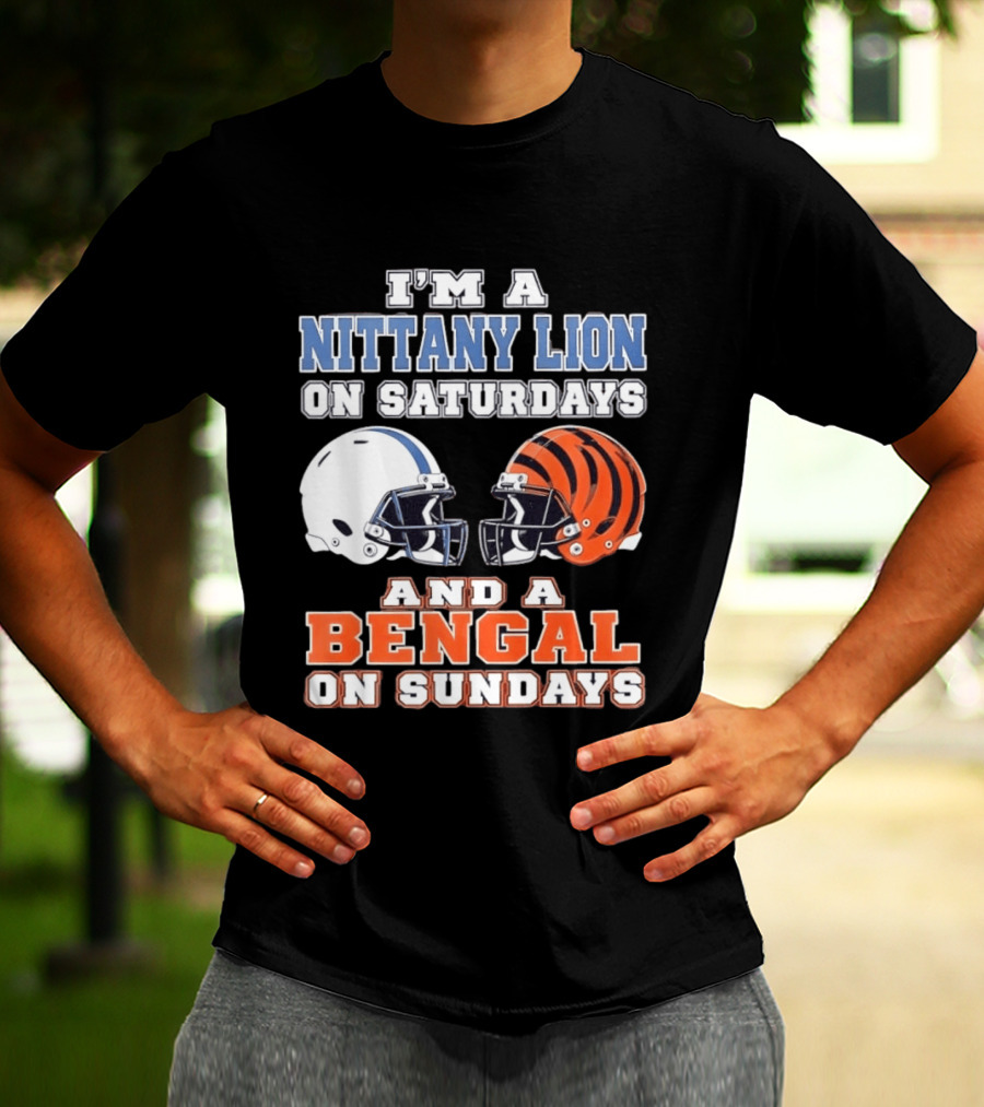 Nittany Lion On Saturdays Bengal On Sundays Football Fan Helmets T-Shirt