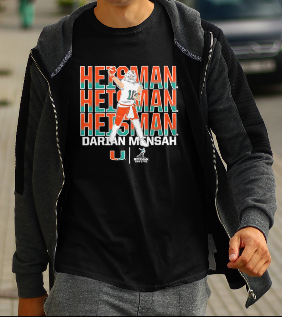 Miami Hurricanes Darian Mensah Heisman Hopeful Football Pose T-Shirt