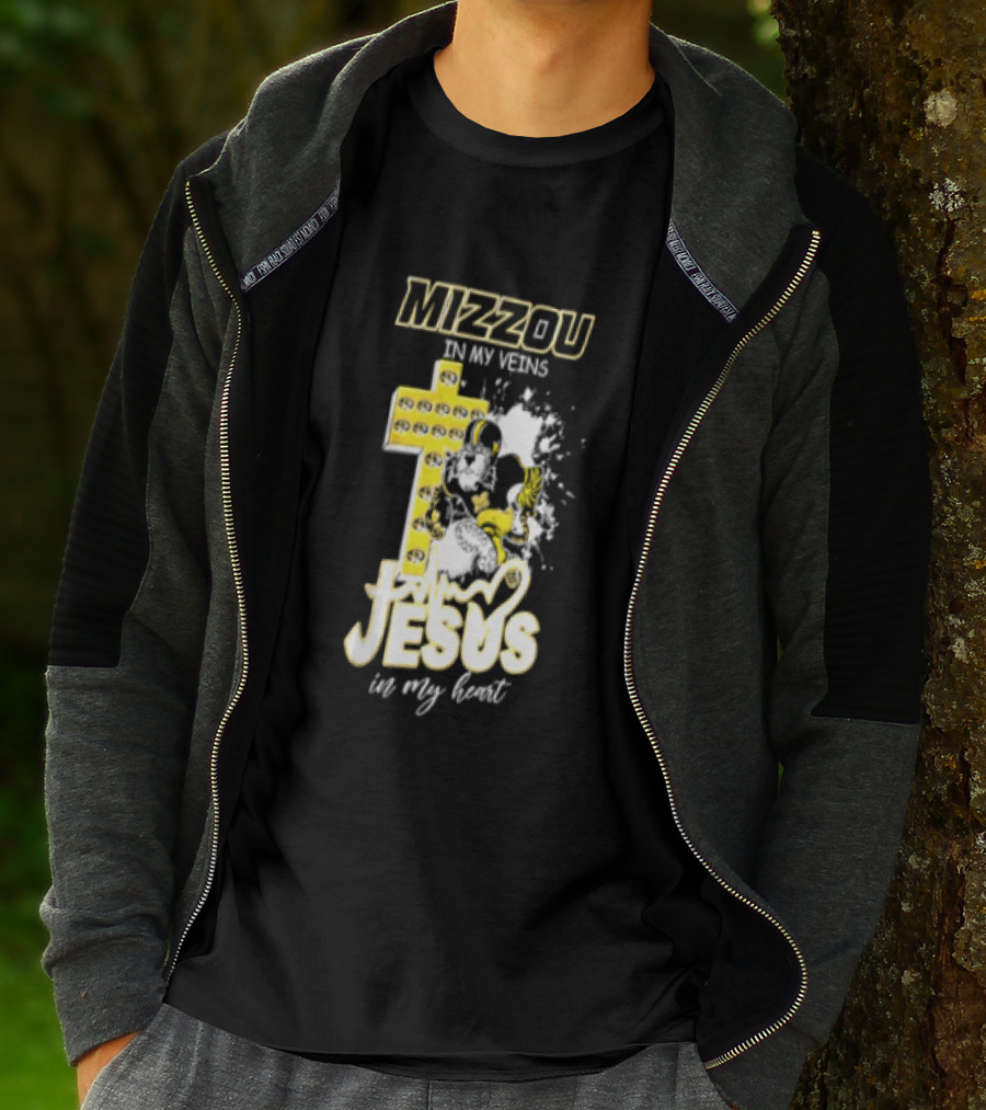 Mizzou In My Veins Jesus In My Heart University Of Missouri Tiger Cross T-Shirt