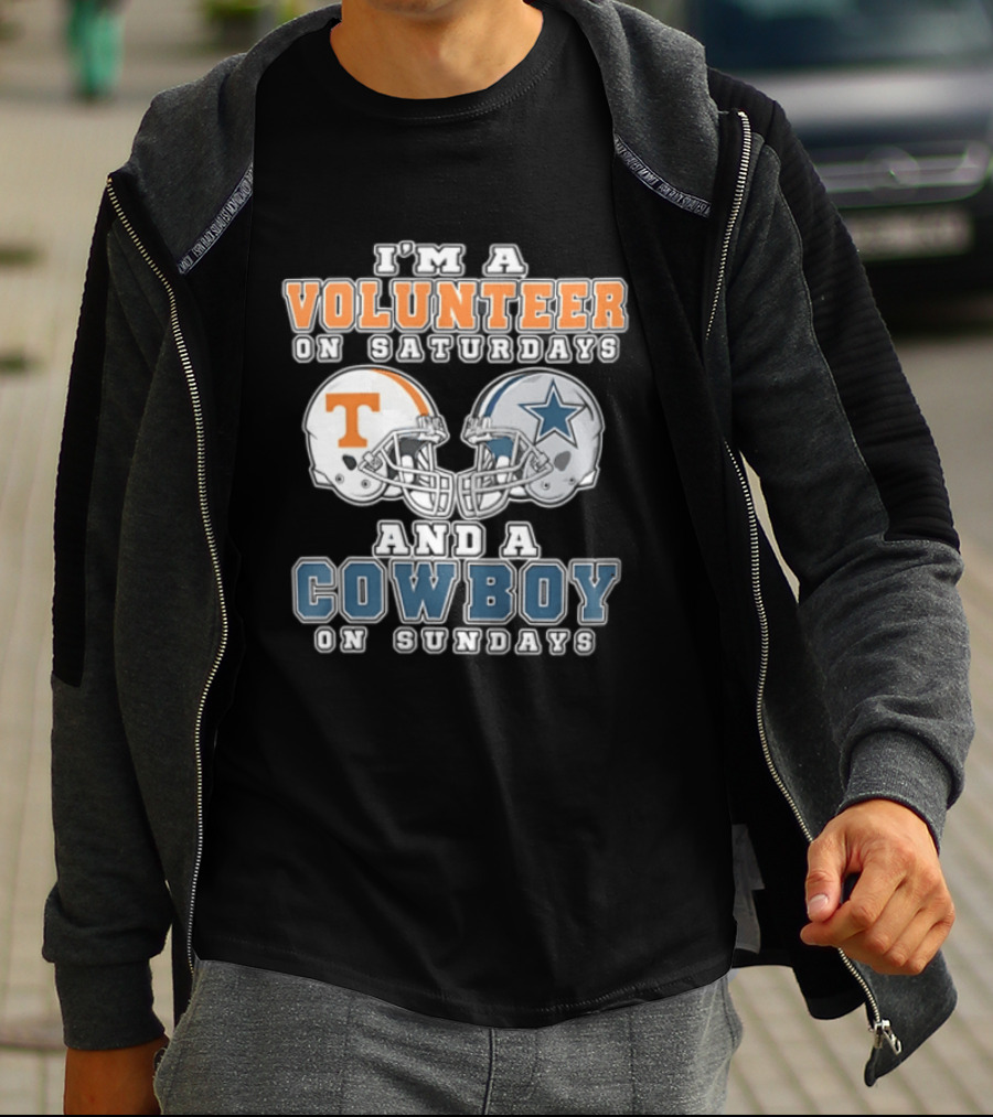 Volunteer On Saturdays Cowboy On Sundays Tennessee Dallas Football Helmets T-Shirt