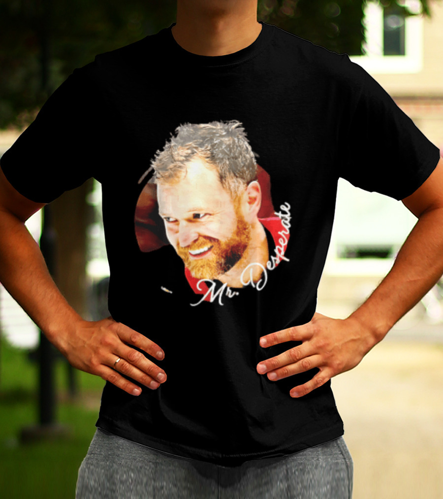 Mr Desperate Smiling Bearded Man Circular Photo T-Shirt