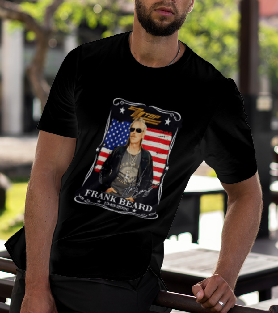 ZZ Top Frank Beard 1949 2026 American Flag Memorial T-Shirt