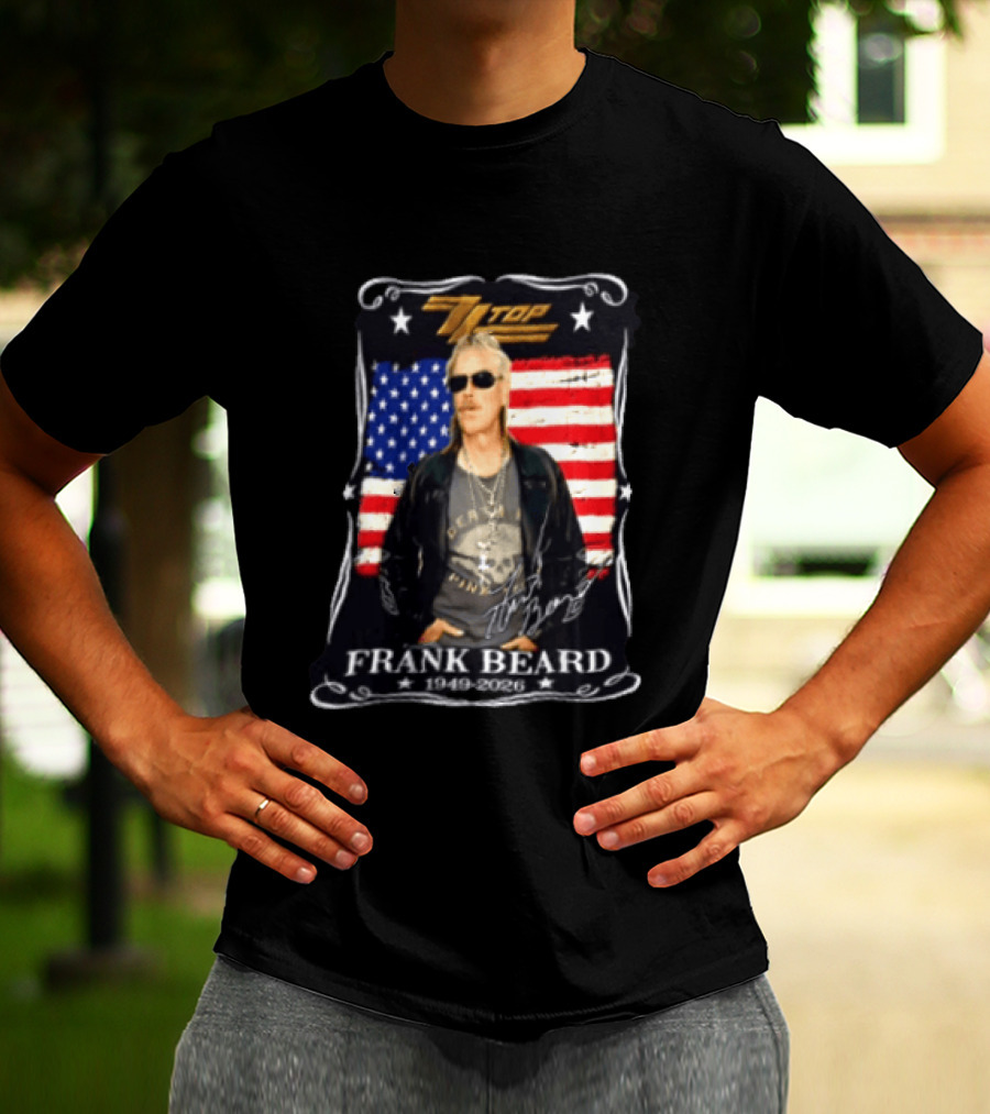 ZZ Top Frank Beard 1949 2026 American Flag Memorial T-Shirt
