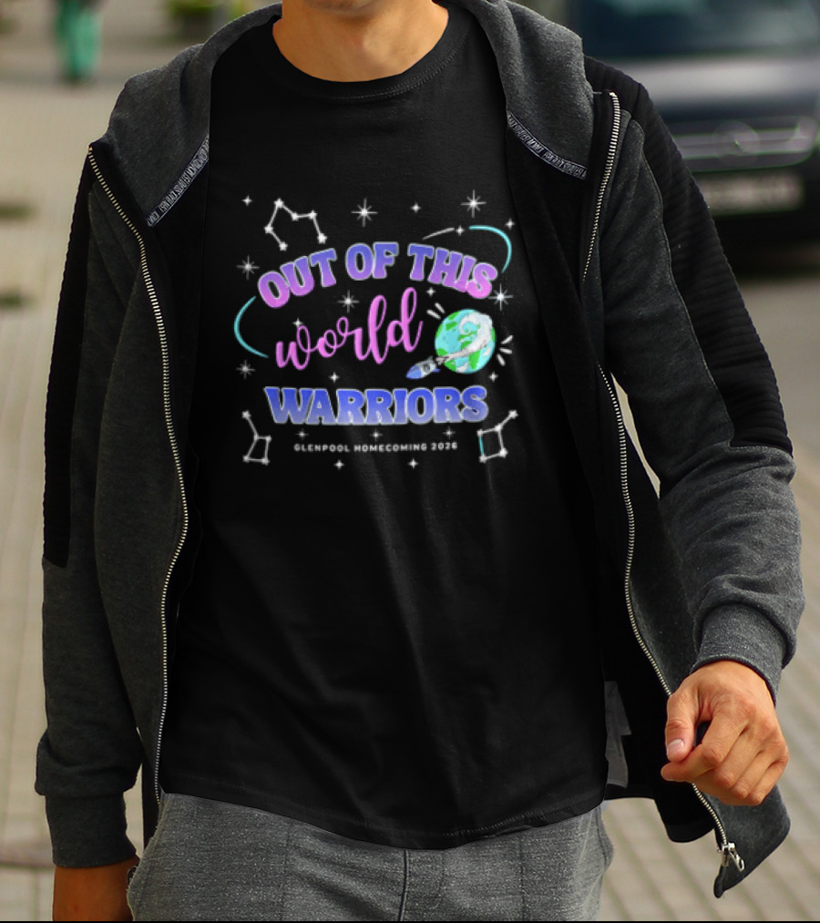 Out Of This World Warriors Glenpool Homecoming 2026 Cartoon Earth Rocket Constellations T-Shirt