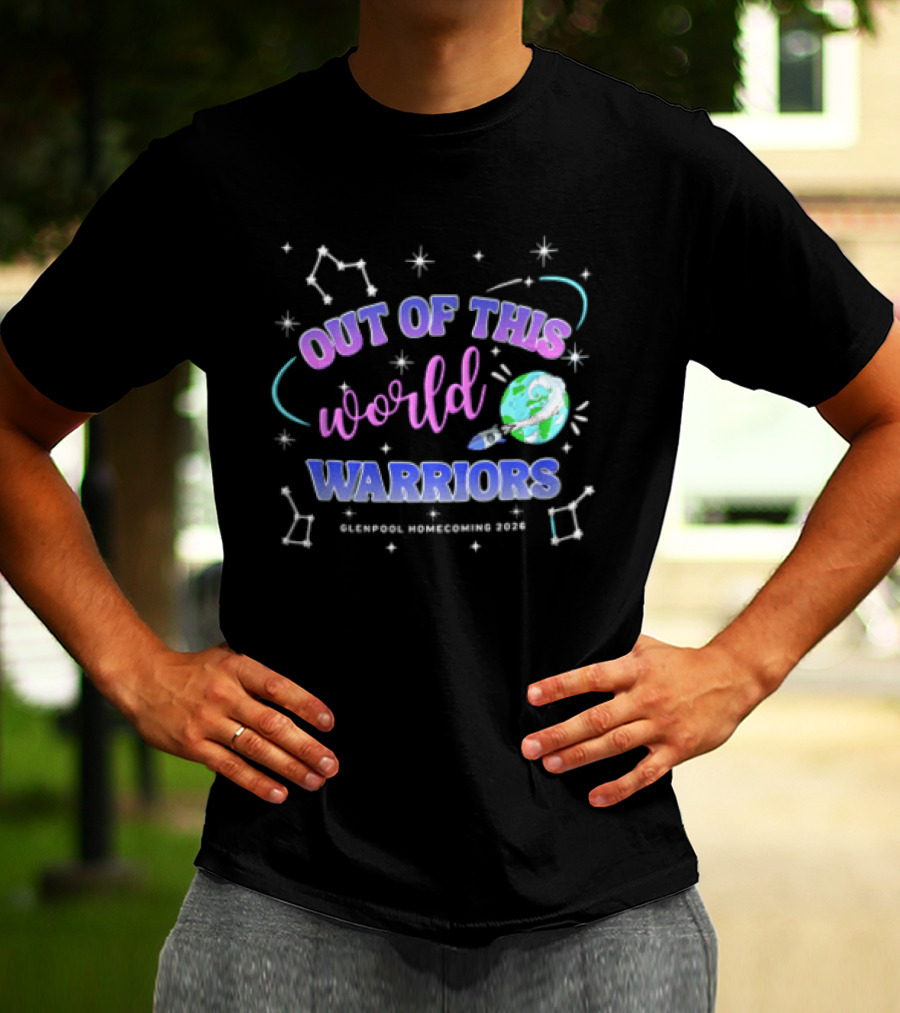 Out Of This World Warriors Glenpool Homecoming 2026 Cartoon Earth Rocket Constellations T-Shirt
