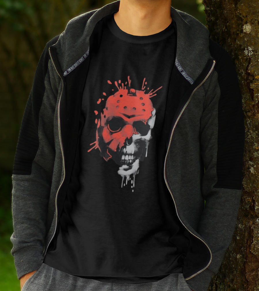 Jason Voorhees Unmasked Skull Horror Splatter T-Shirt