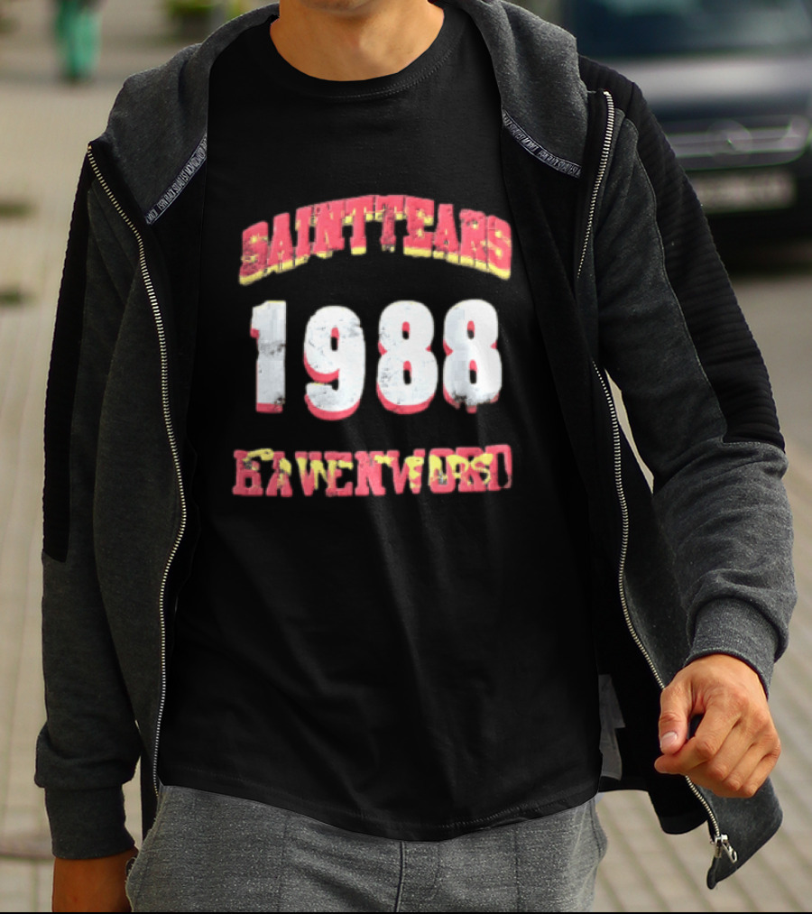 Saint Tears Havenford 1988 Distressed Athletic Block Font Numbers T-Shirt