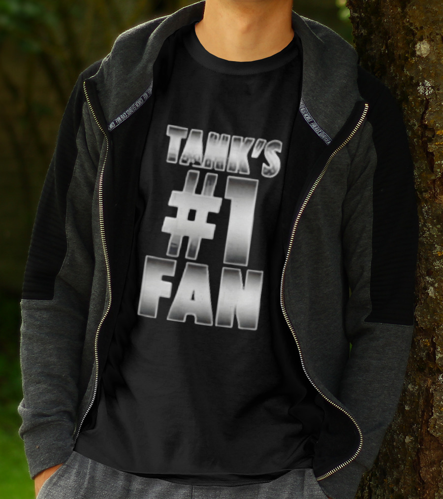 Tank's #1 Fan Silver Metallic Gradient Chrome Block T-Shirt