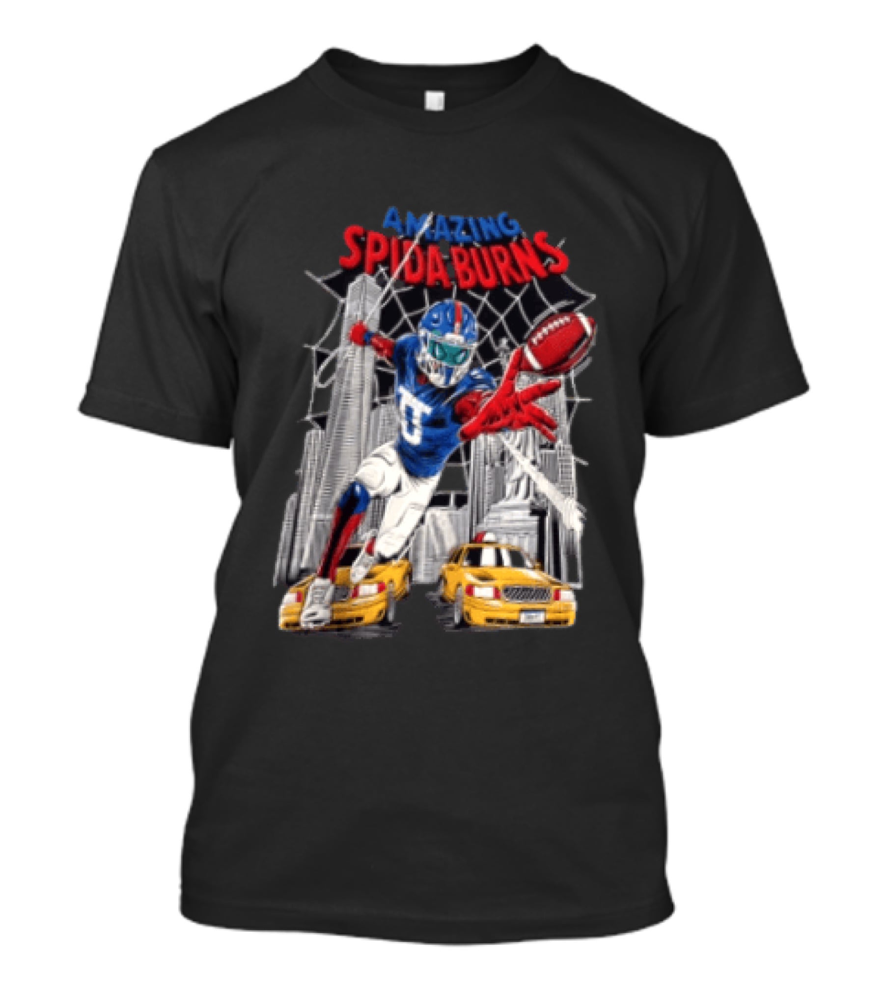 Amazing Spida Burns Football Player NYC Skyline Taxi Scene T-Shirt