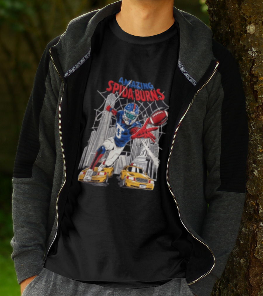 Amazing Spida Burns Football Player NYC Skyline Taxi Scene T-Shirt