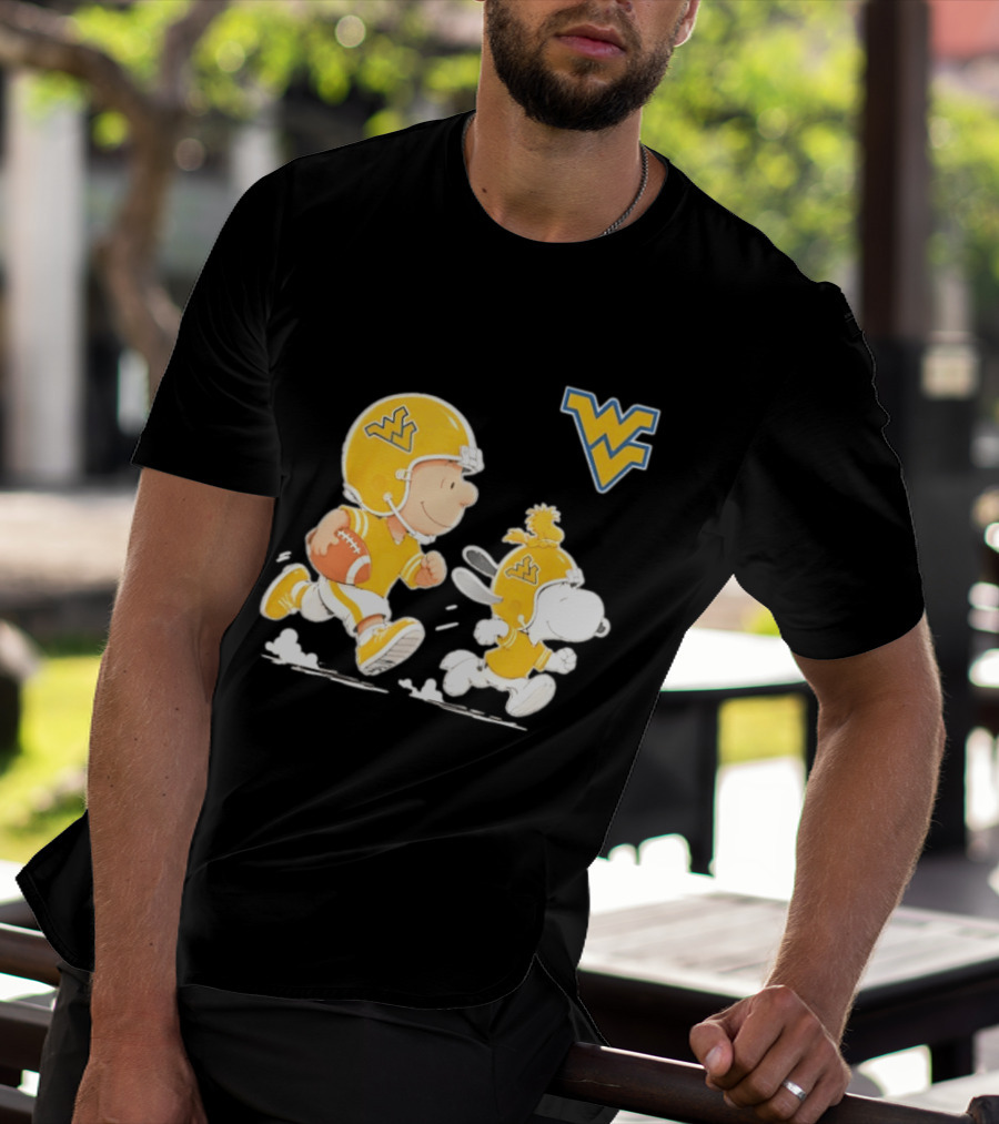 West Virginia Mountaineers Football Snoopy Woodstock Charlie Brown NCAA Running T-Shirt