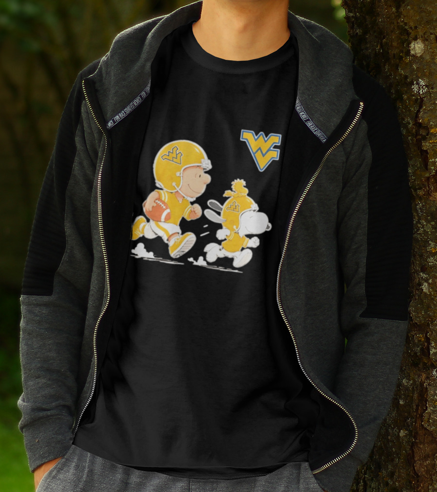 West Virginia Mountaineers Football Snoopy Woodstock Charlie Brown NCAA Running T-Shirt