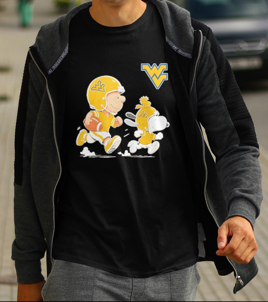 West Virginia Mountaineers Football Snoopy Woodstock Charlie Brown NCAA Running T-Shirt