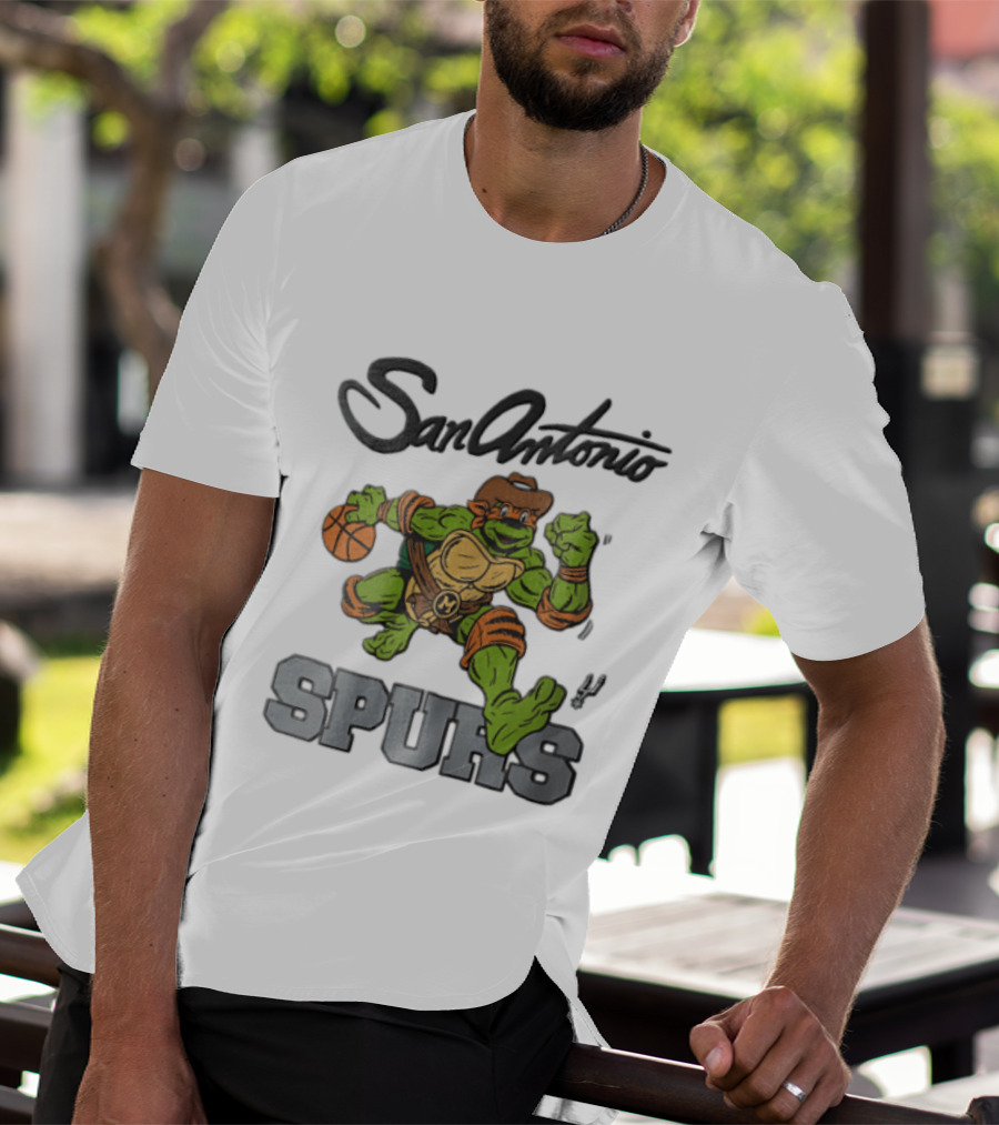 San Antonio Spurs Cartoon Turtle Cowboy Basketball T-Shirt