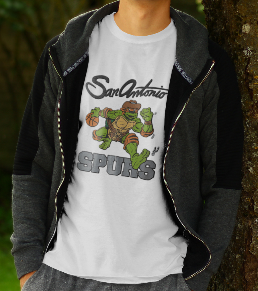 San Antonio Spurs Cartoon Turtle Cowboy Basketball T-Shirt