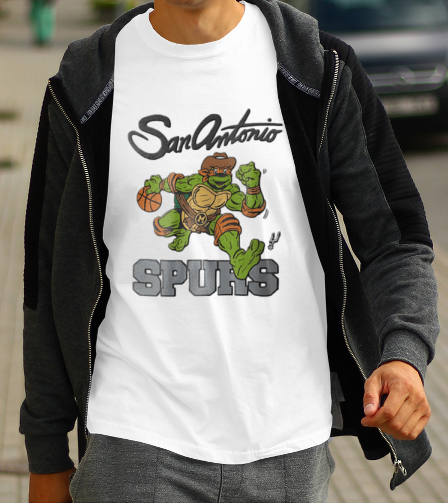 San Antonio Spurs Cartoon Turtle Cowboy Basketball T-Shirt