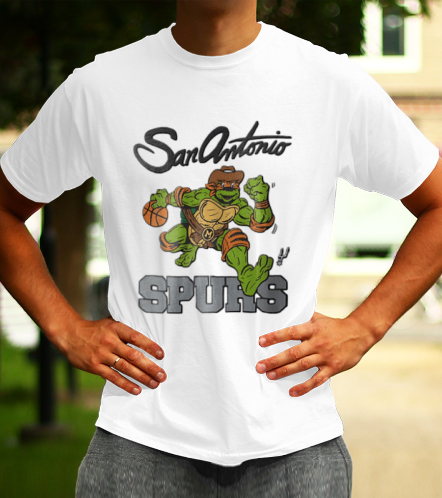 San Antonio Spurs Cartoon Turtle Cowboy Basketball T-Shirt