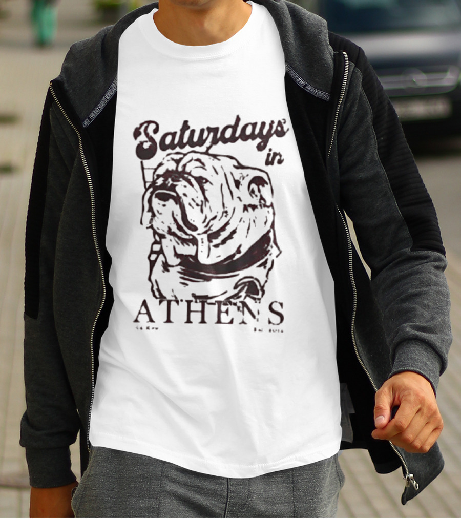 Saturdays In Athens Old Row Est 2014 Bulldog T-Shirt