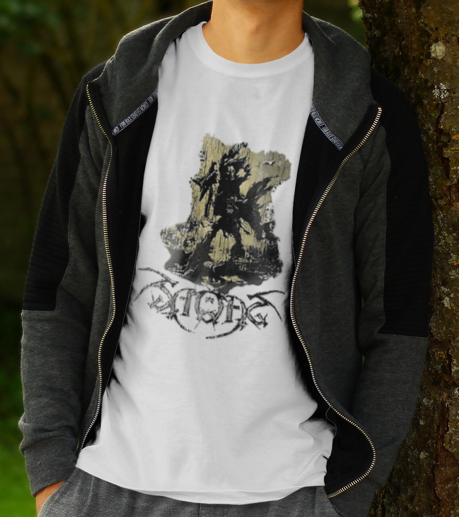 Savatage Skeleton Reaper Flying V Guitar Gold Distressed T-Shirt