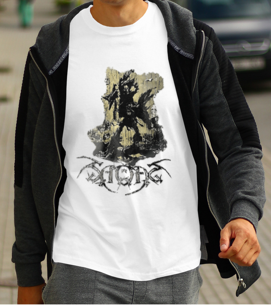 Savatage Skeleton Reaper Flying V Guitar Gold Distressed T-Shirt