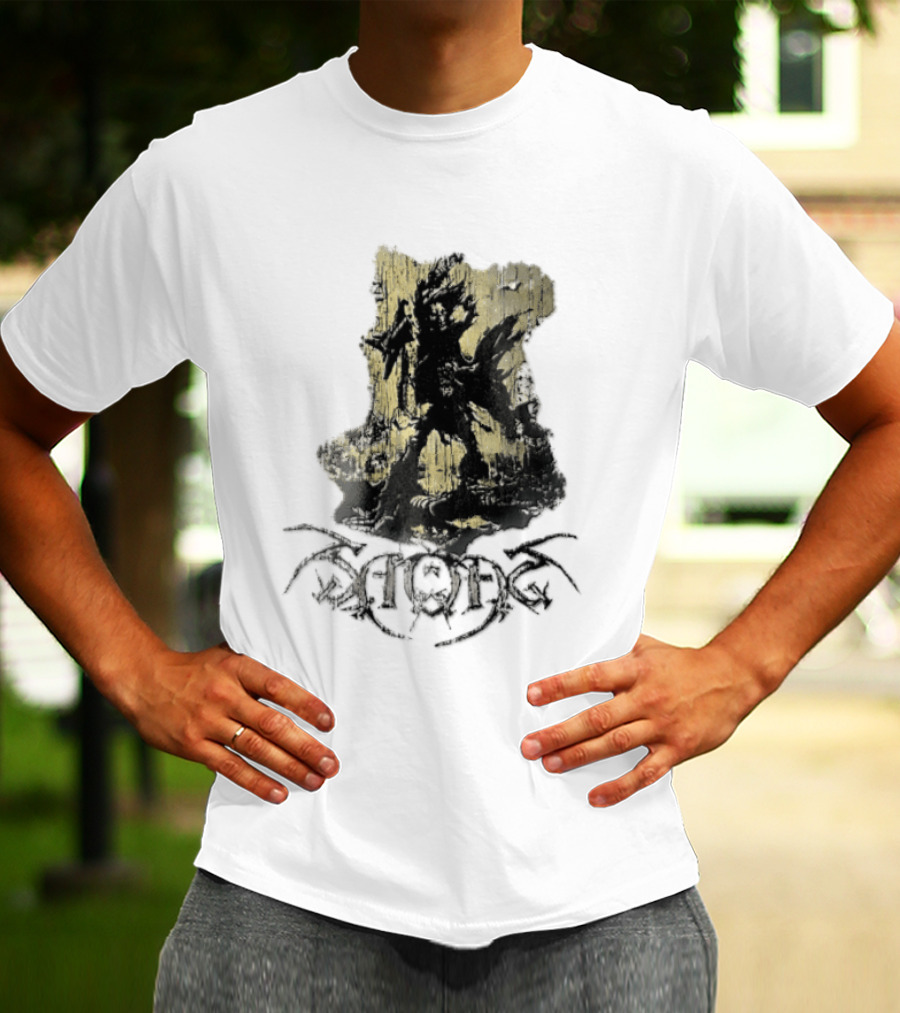 Savatage Skeleton Reaper Flying V Guitar Gold Distressed T-Shirt