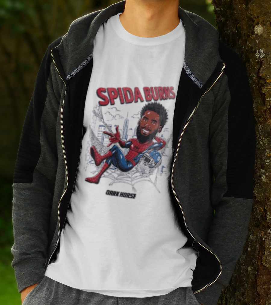 Spida Burns Dark Horse With Spider Man New York Giants T-Shirt