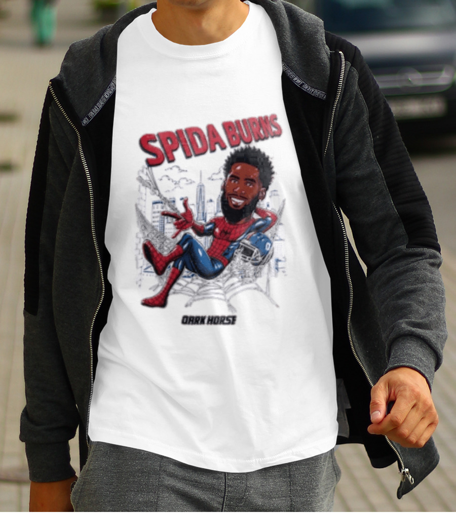 Spida Burns Dark Horse With Spider Man New York Giants T-Shirt
