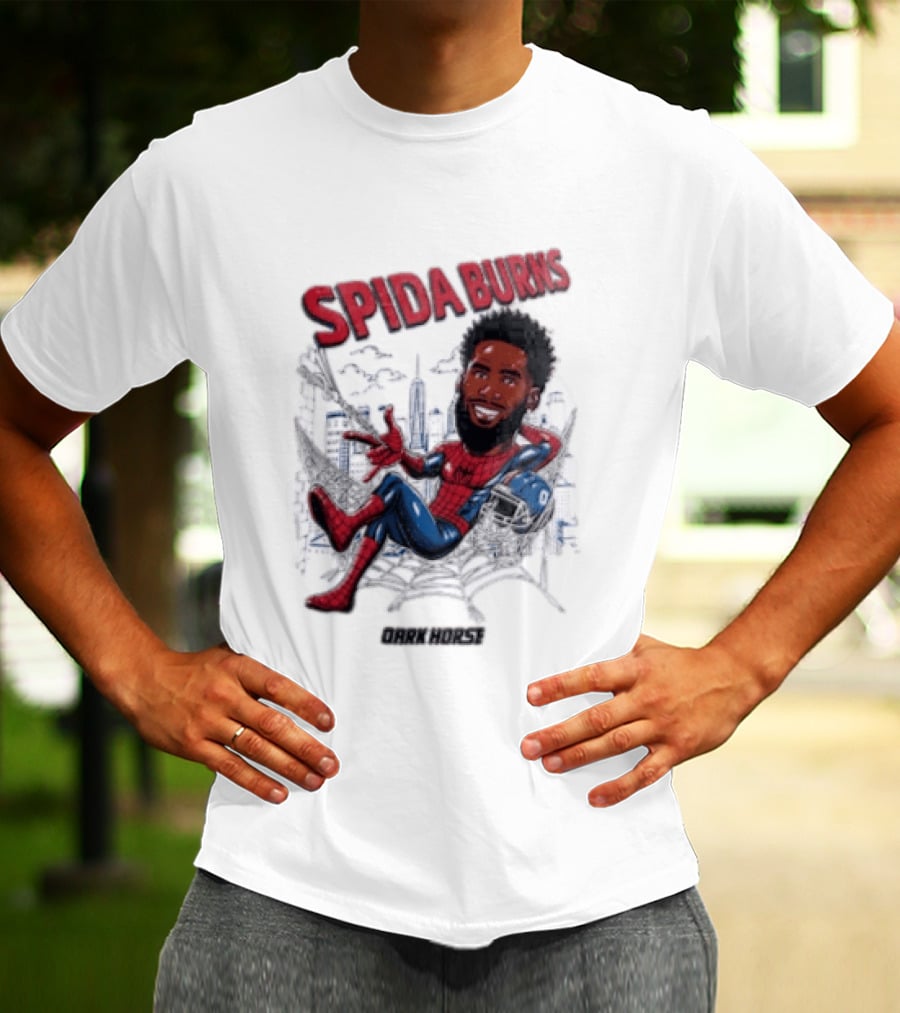 Spida Burns Dark Horse With Spider Man New York Giants T-Shirt
