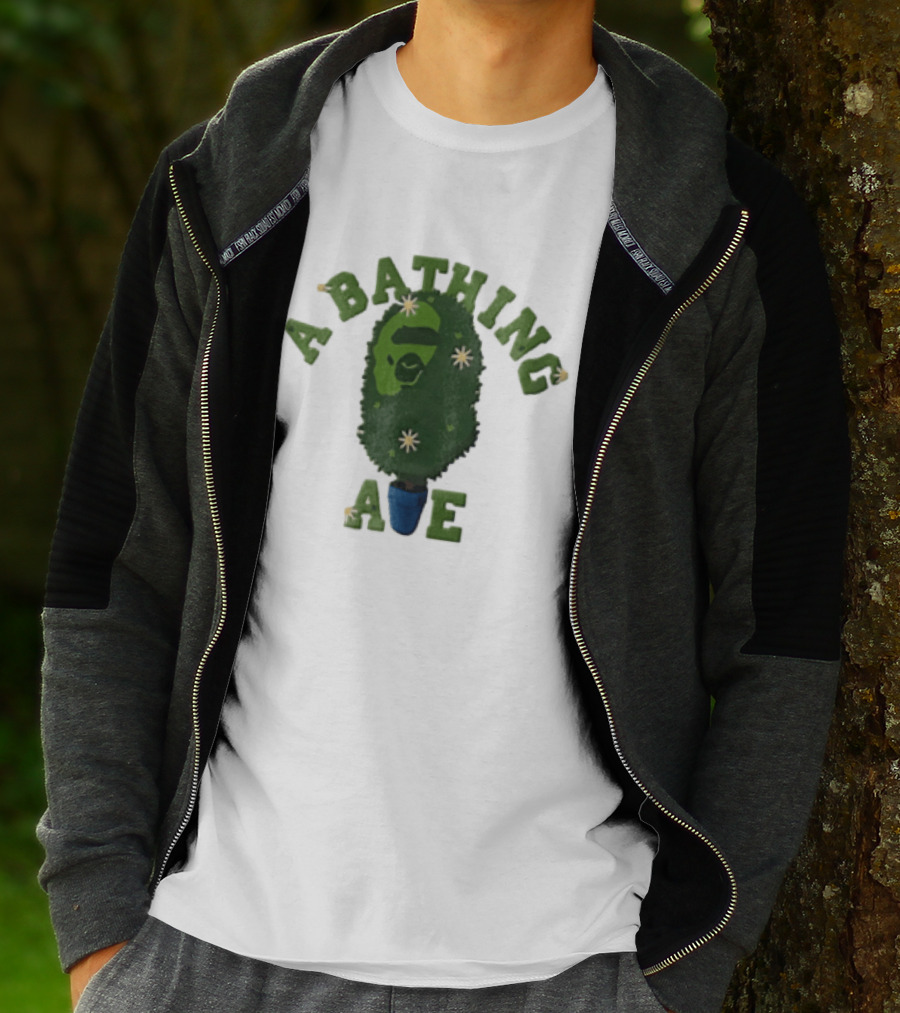 A Bathing Ape Topiary Bush Potted Blue Planter Yellow Flowers T-Shirt