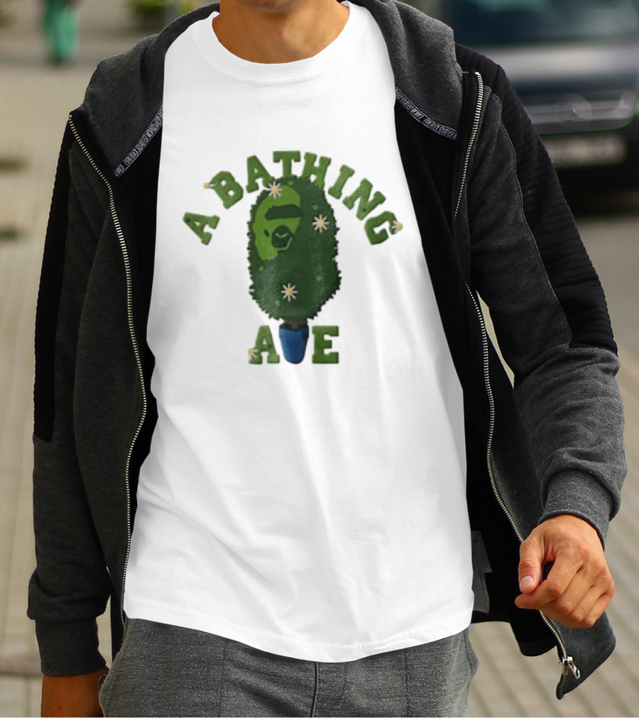 A Bathing Ape Topiary Bush Potted Blue Planter Yellow Flowers T-Shirt