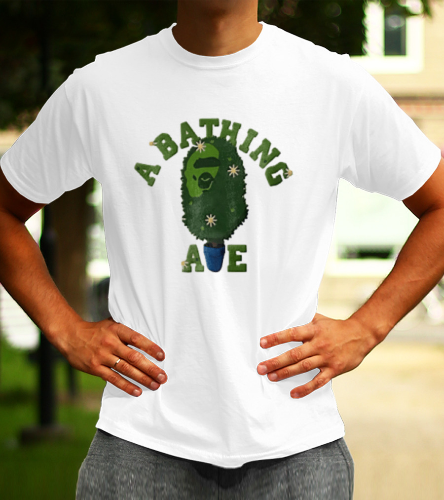 A Bathing Ape Topiary Bush Potted Blue Planter Yellow Flowers T-Shirt