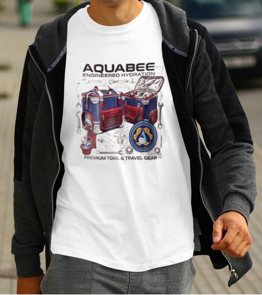 Aquabee Engineered Hydration Premium Tool And Travel Gear Cooler Blueprint T-Shirt