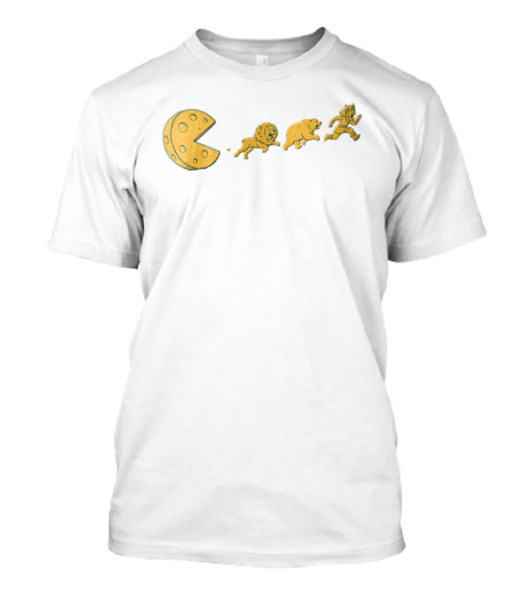 Cartoon Cheese Pacman Chasing Lion Bear Viking T-Shirt