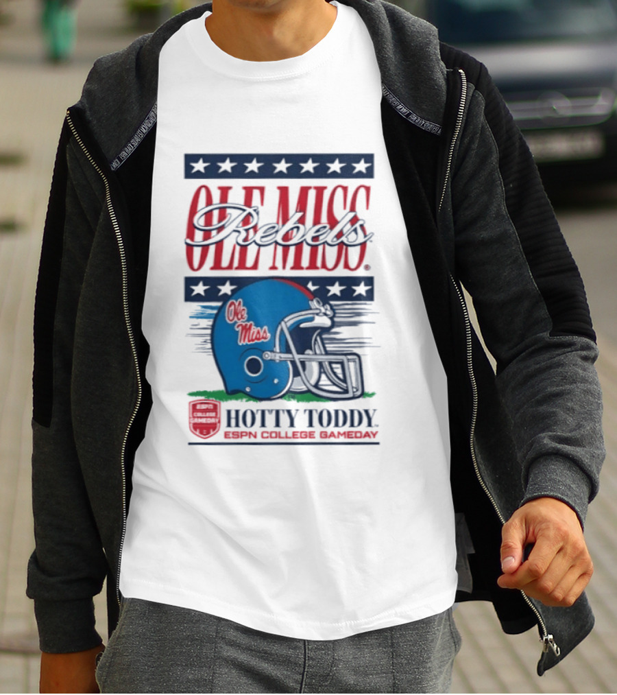 Ole Miss Rebels Helmet Hotty Toddy ESPN College Gameday T-Shirt