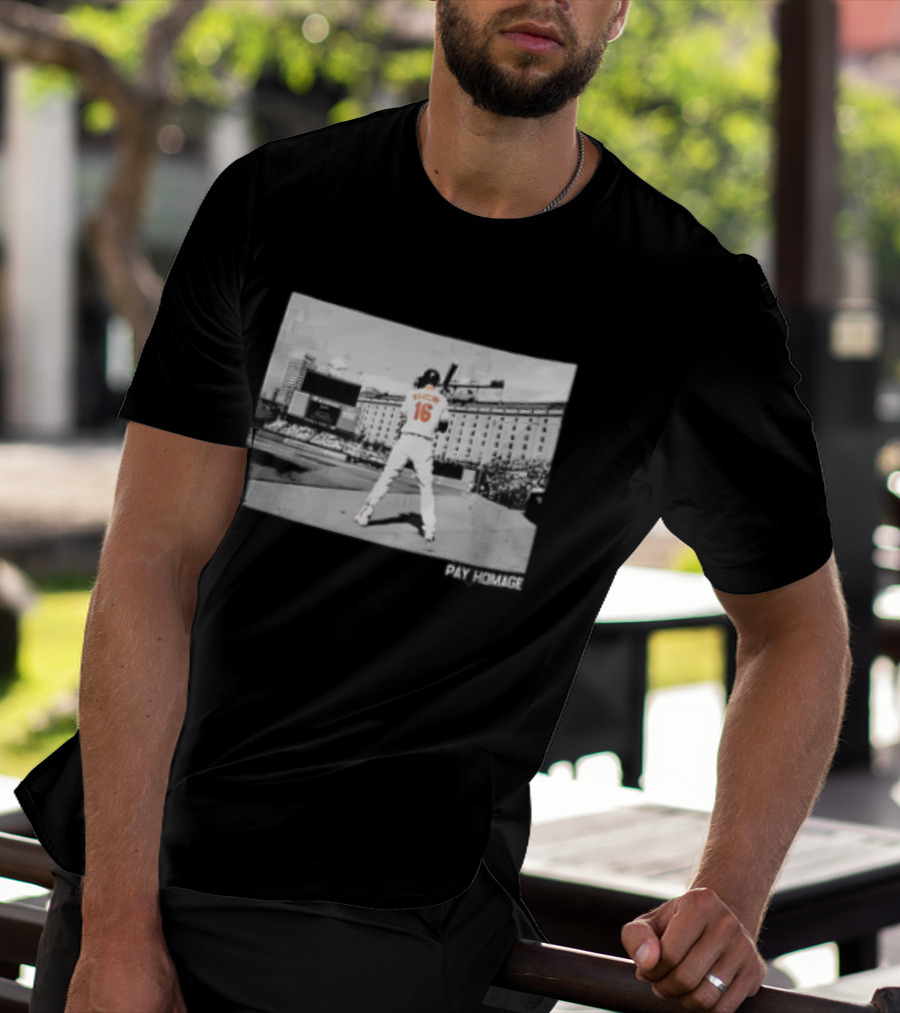 Baltimore Orioles Mancini Batter Home Plate Stadium Pay Homage T-Shirt