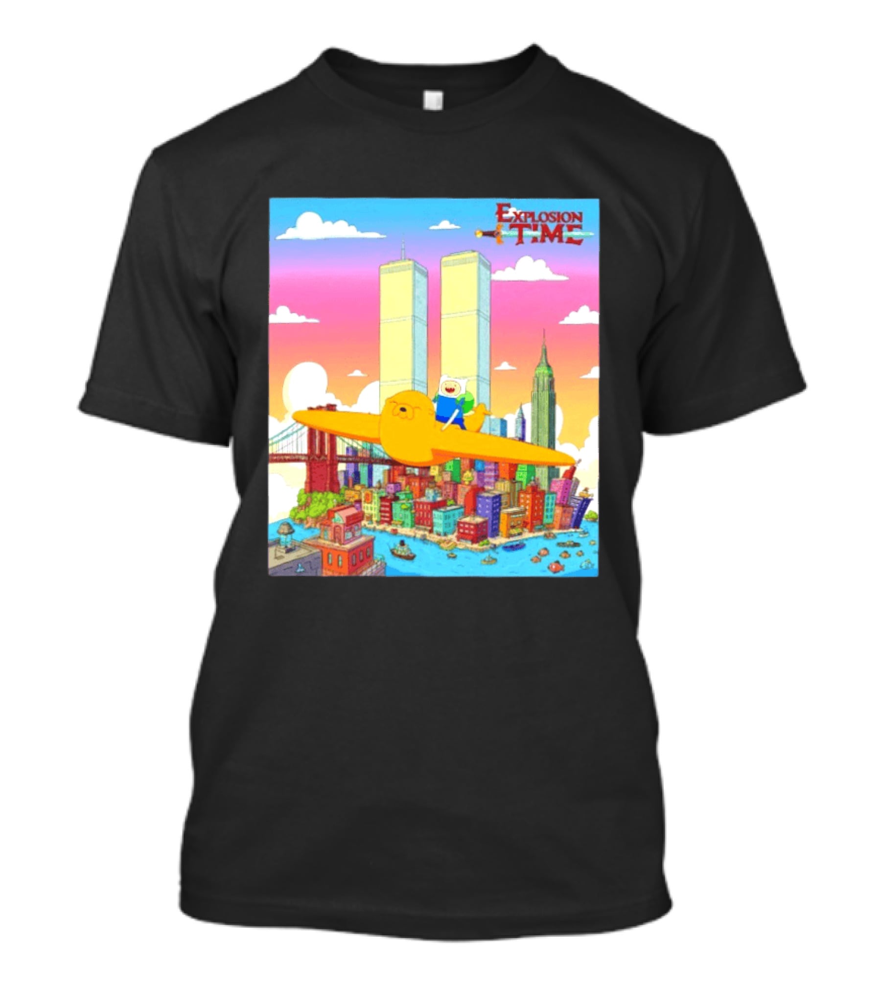 Explosion Time Adventure Finn And Jake NYC Skyline T-Shirt