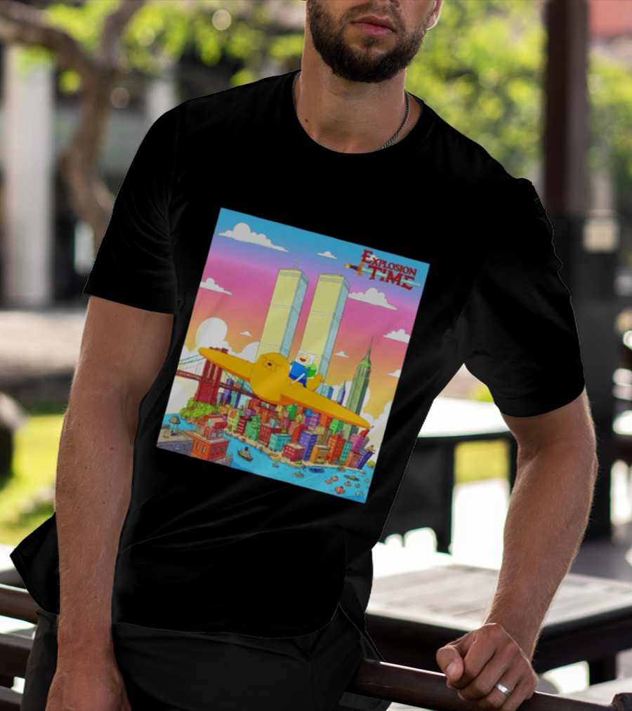 Explosion Time Adventure Finn And Jake NYC Skyline T-Shirt