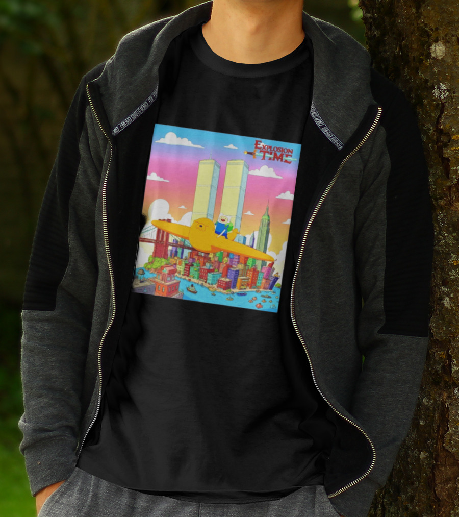 Explosion Time Adventure Finn And Jake NYC Skyline T-Shirt
